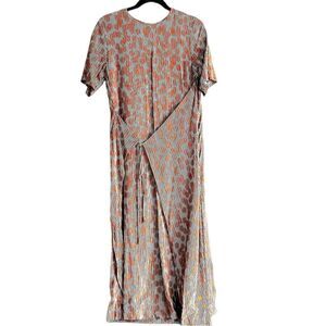 COS Vertical Stripe Dot Print Tie-Waist Wrapped Maxi Dress Size 6